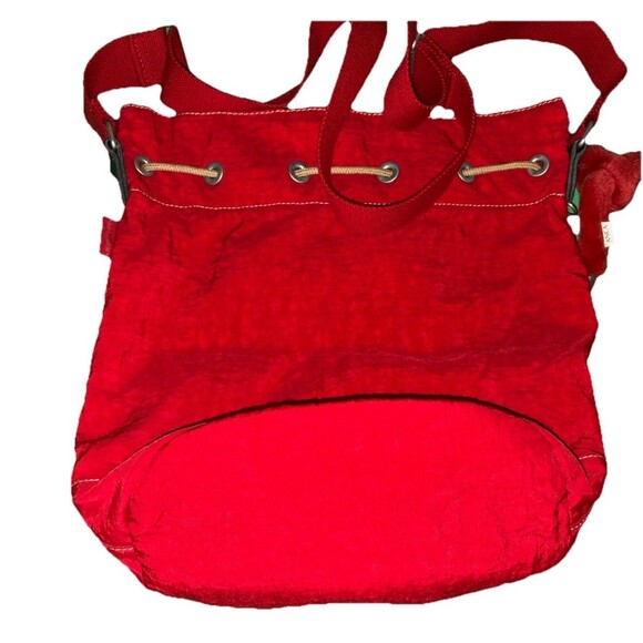 KIPLING VINTAGE Y2K RED Messenger Travel Cross Body W/ Monkey Fuzzy Key Chain - Picture 6 of 16